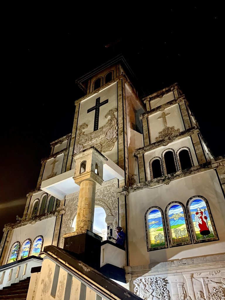 a huge church in canggu, bali where we were doing reparation stained glass works