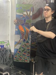 small stained glass show birds